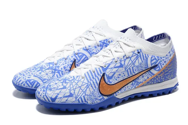 Nike Blue Orange Low-Cut Textured Synthetic Upper Turf Soccer Shoes 8