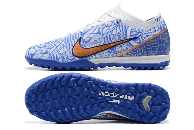 Nike Blue Orange Low-Cut Textured Synthetic Upper Turf Soccer Shoes 9