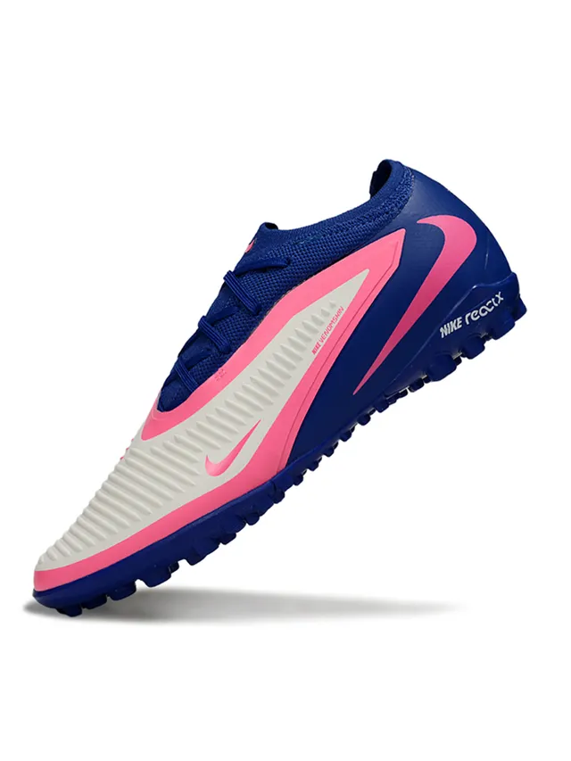 Nike नीला गुलाबी लो-कट निट कॉलर सिंथेटिक केज ओवरले टर्फ सोकर जूते 3