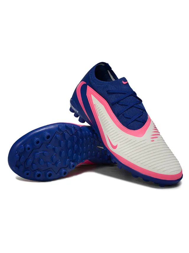 Nike नीला गुलाबी लो-कट निट कॉलर सिंथेटिक केज ओवरले टर्फ सोकर जूते 4