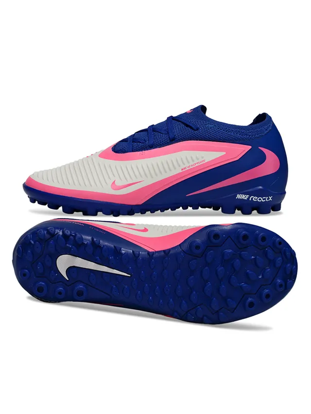 Nike नीला गुलाबी लो-कट निट कॉलर सिंथेटिक केज ओवरले टर्फ सोकर जूते 6