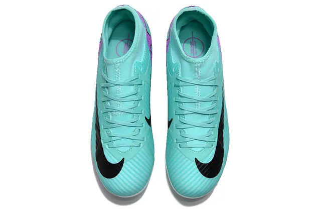 Nike Chaussures de football bleu violet col haut de bottine partie supérieure synthétique texturée crampons fermes 2