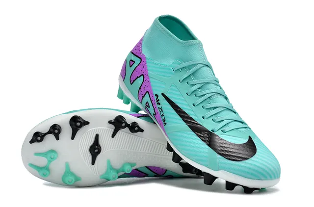 Nike Chaussures de football bleu violet col haut de bottine partie supérieure synthétique texturée crampons fermes 3