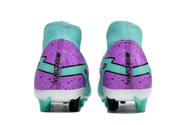 Nike Chaussures de football bleu violet col haut de bottine partie supérieure synthétique texturée crampons fermes 4