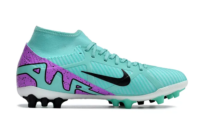 Nike Chaussures de football bleu violet col haut de bottine partie supérieure synthétique texturée crampons fermes 7