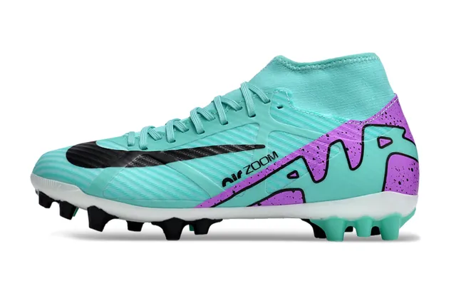 Nike Chaussures de football bleu violet col haut de bottine partie supérieure synthétique texturée crampons fermes 8