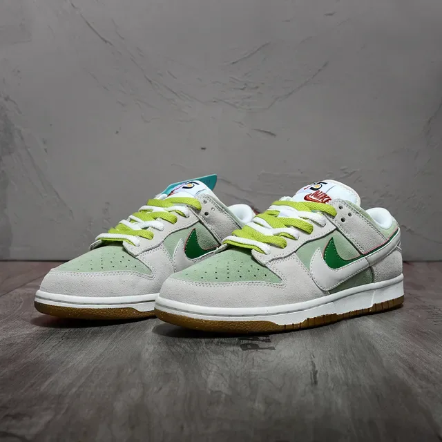 Nike Dunk Low Gray Green Lime Lifestyle Sneakers 4