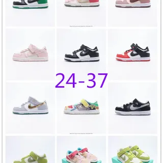 Nike Dunk Low أطفال أسود أبيض أخضر لايف ستايل سنيكرز