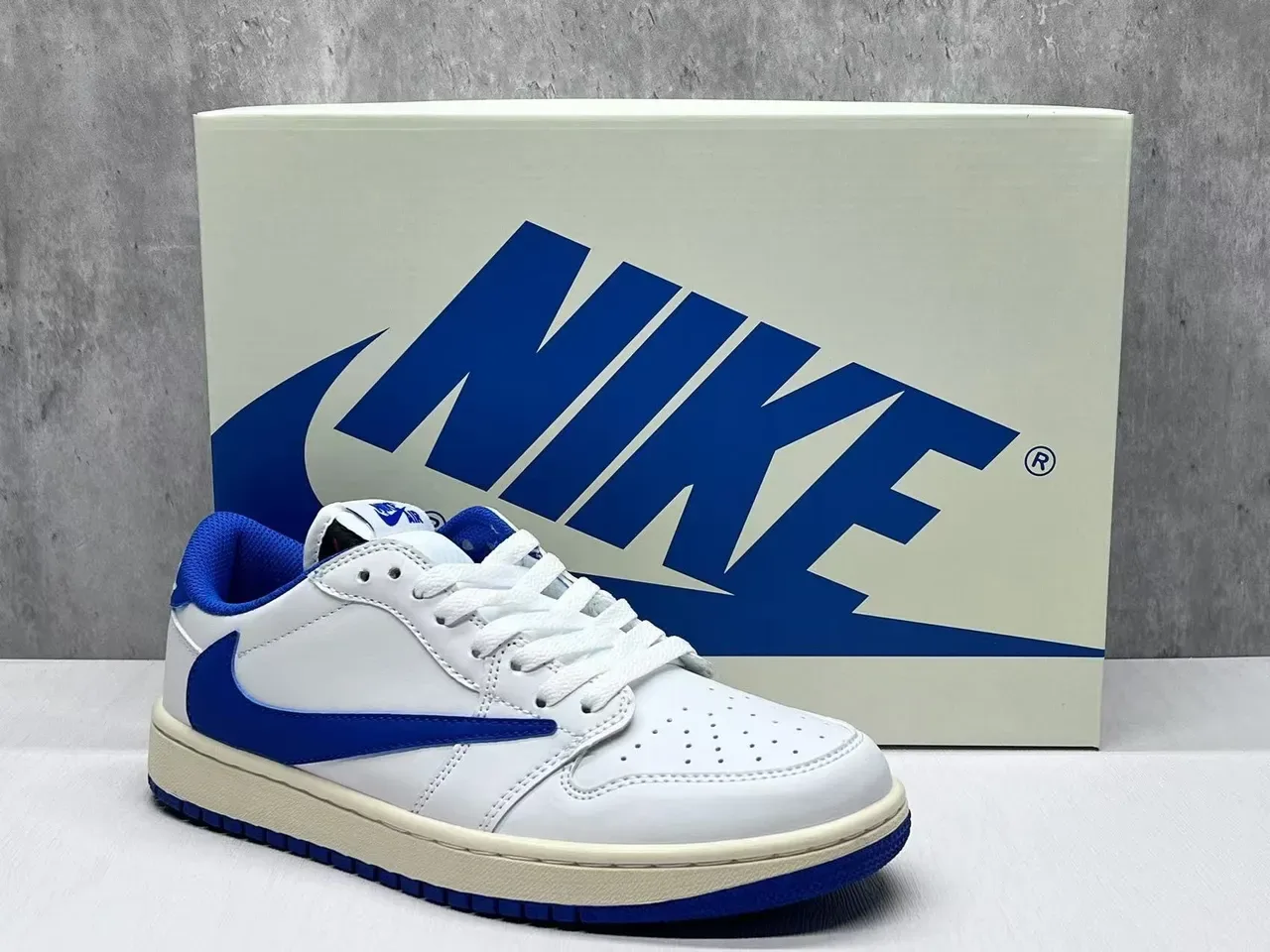 Nike Dunk Low White and Royal Blue Lifestyle Sneakers 9