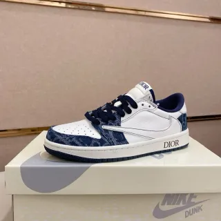Nike Dunk Low أبيض بحري طباعة الجينز أحذية رياضية نمط حياة