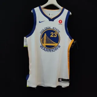 Nike Golden State Warriors Player Edition White Blue Gold Jersey