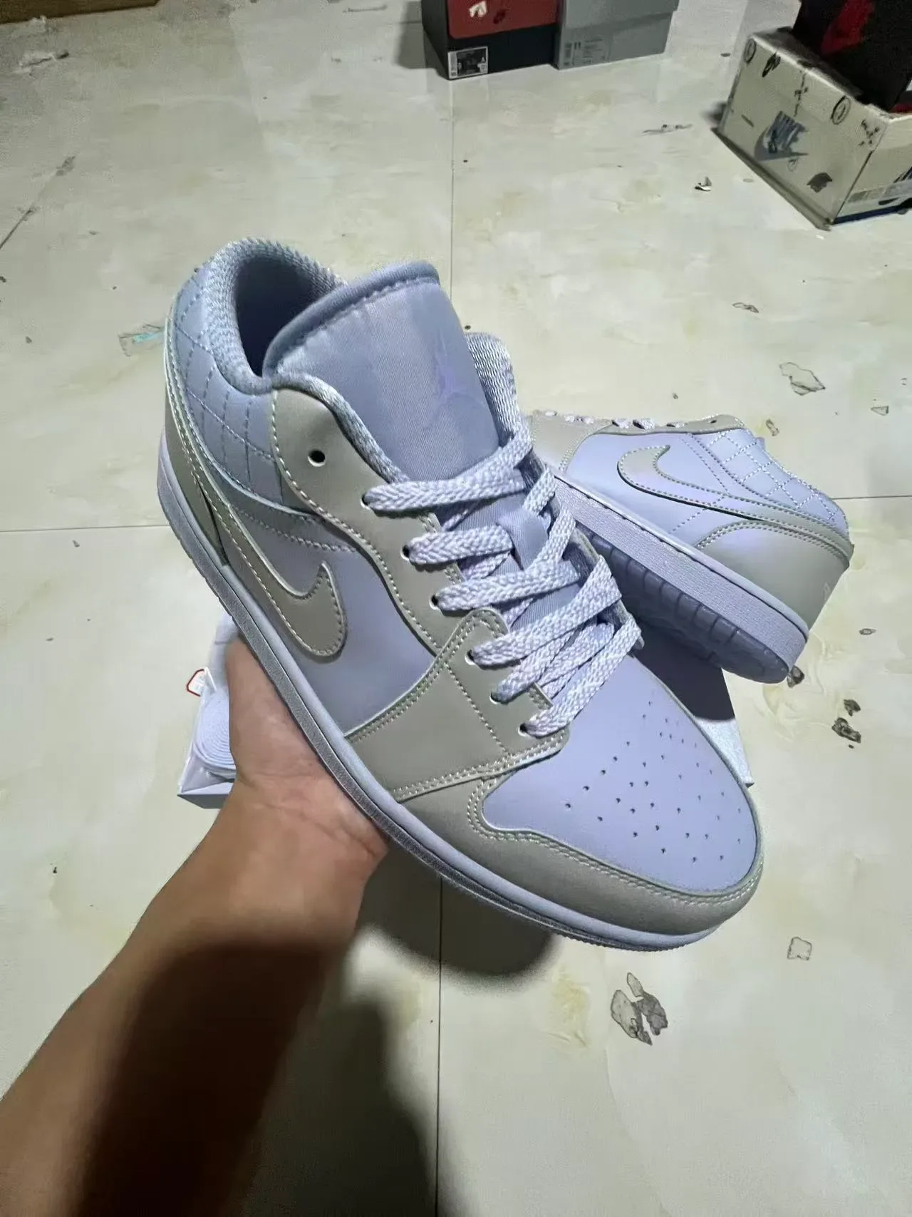 Nike Cinza Bege Sapatilhas Lifestyle Superior Quiltada Low Top 2