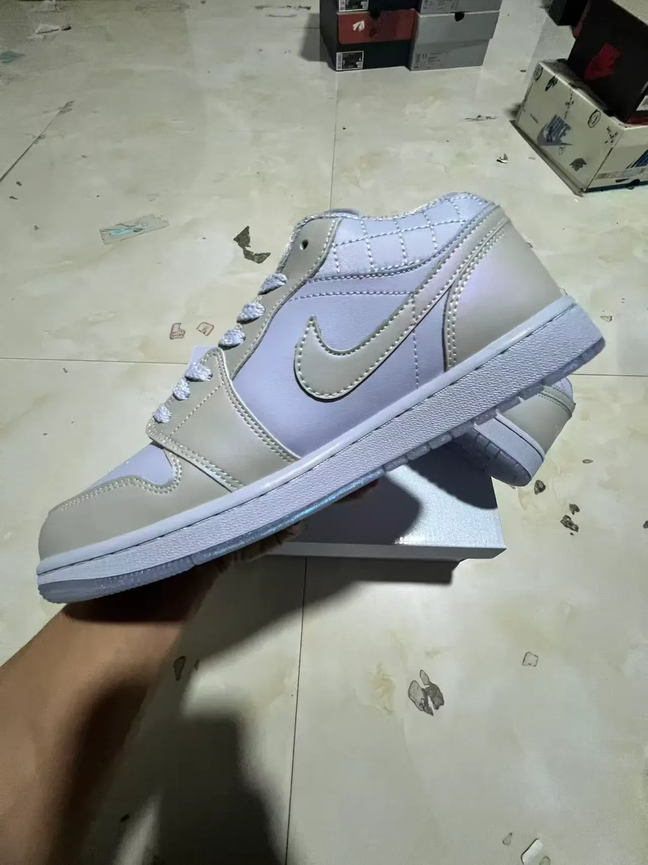 Nike Cinza Bege Sapatilhas Lifestyle Superior Quiltada Low Top 5
