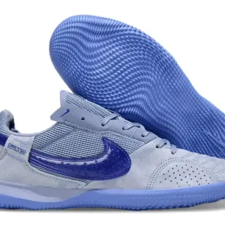 Nike Gray Blue Low-Top Suede-Mesh Upper Sneakers