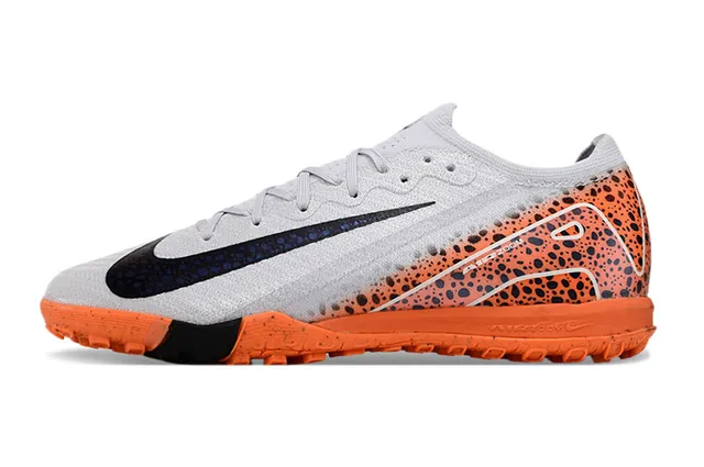 Nike Gray Orange Knit Upper Speckled Gradient Turf Soccer Shoes 8