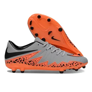 Nike Gray Orange Low-Cut Synthetic Upper Geometric Overlay Pattern Firm-Ground Soccer Shoes
