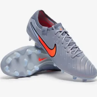 Nike Cinza Laranja Upper Sintético Acanalado Lacets Assimétricos Firm-Ground Sapatos de Futebol