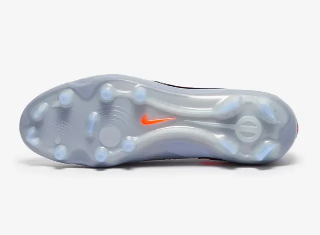 Nike 灰橙 凹纹合成鞋面 不对称系带 人工草地足球鞋 5