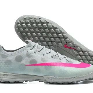 Nike Chaussures de football gazon gris rose basse tige synthétique texture translucide à points