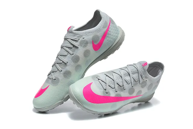 Nike Gray Pink Low-Cut Synthetic Upper Translucent Dotted Texture Turf Soccer Shoes 2