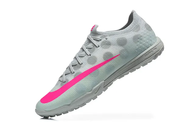 Nike Gray Pink Low-Cut Synthetic Upper Translucent Dotted Texture Turf Soccer Shoes 4