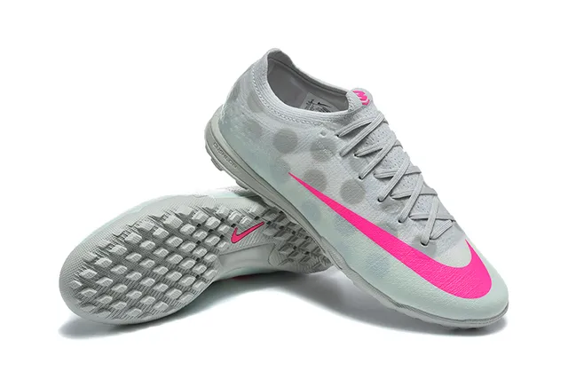 Nike Gray Pink Low-Cut Synthetic Upper Translucent Dotted Texture Turf Soccer Shoes 7