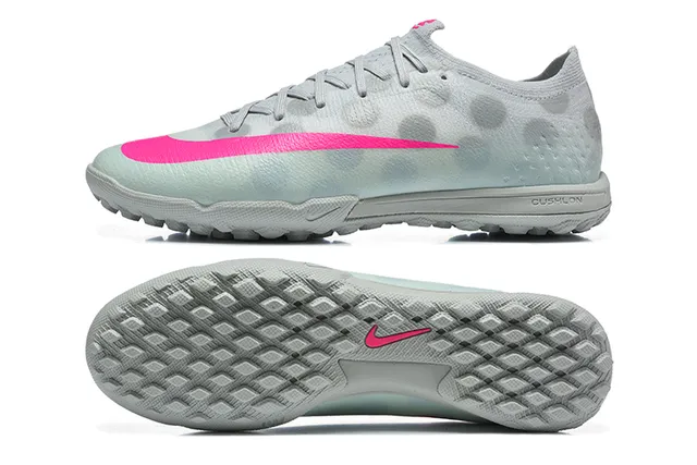 Nike Gray Pink Low-Cut Synthetic Upper Translucent Dotted Texture Turf Soccer Shoes 9