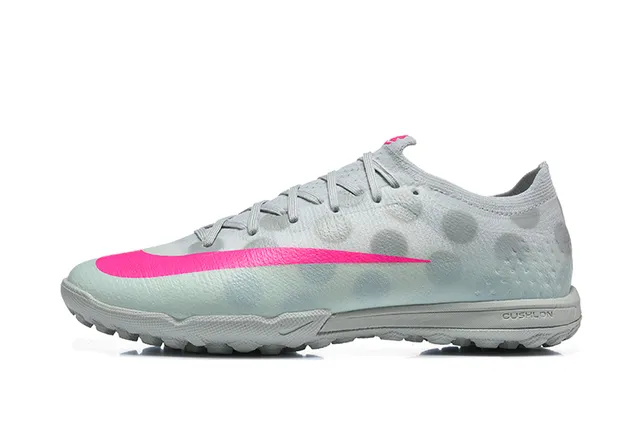 Nike Gray Pink Low-Cut Synthetic Upper Translucent Dotted Texture Turf Soccer Shoes 10
