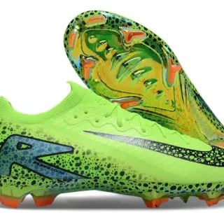 Nike Verde Negro Lima Neón Superior con motas Cordones asimétricos para terreno firme Zapatos de fútbol