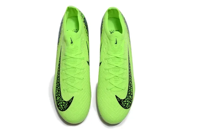 Nike Verde Preto Lima Neón Superior com motas Cadarços assimétricos para terreno firme Sapatos de futebol 2