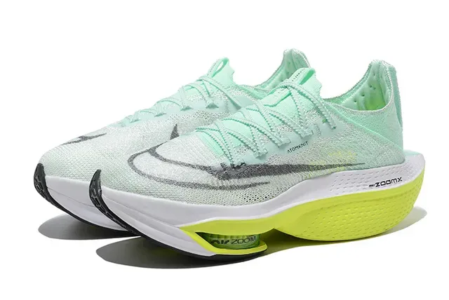 Nike Green Yellow Engineered Atomknit Upper Full-Length ZoomX Midsole Running Shoes 6