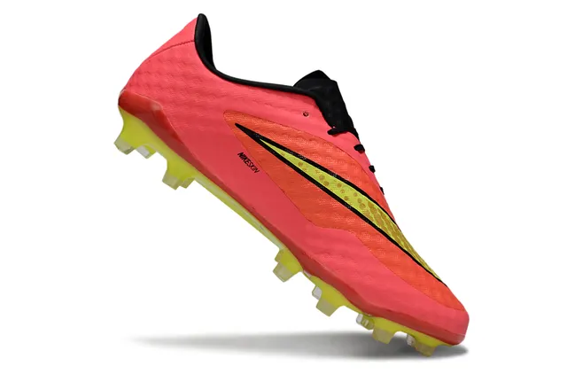 Nike Hypervenom وردي أصفر منخفض القطع شكل منسوج أعلى اصطناعي أرض صلبة حذاء كرة القدم 2