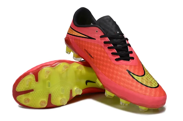 Nike Hypervenom وردي أصفر منخفض القطع شكل منسوج أعلى اصطناعي أرض صلبة حذاء كرة القدم 4