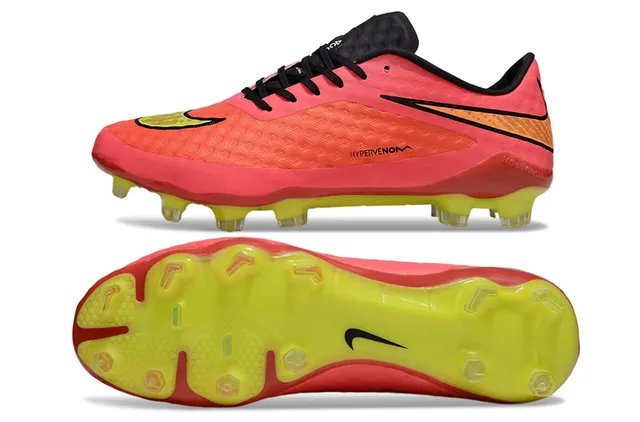 Nike Hypervenom وردي أصفر منخفض القطع شكل منسوج أعلى اصطناعي أرض صلبة حذاء كرة القدم 6