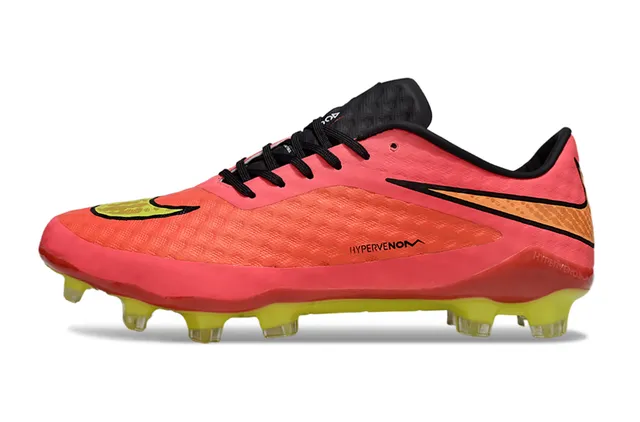 Nike Hypervenom وردي أصفر منخفض القطع شكل منسوج أعلى اصطناعي أرض صلبة حذاء كرة القدم 7