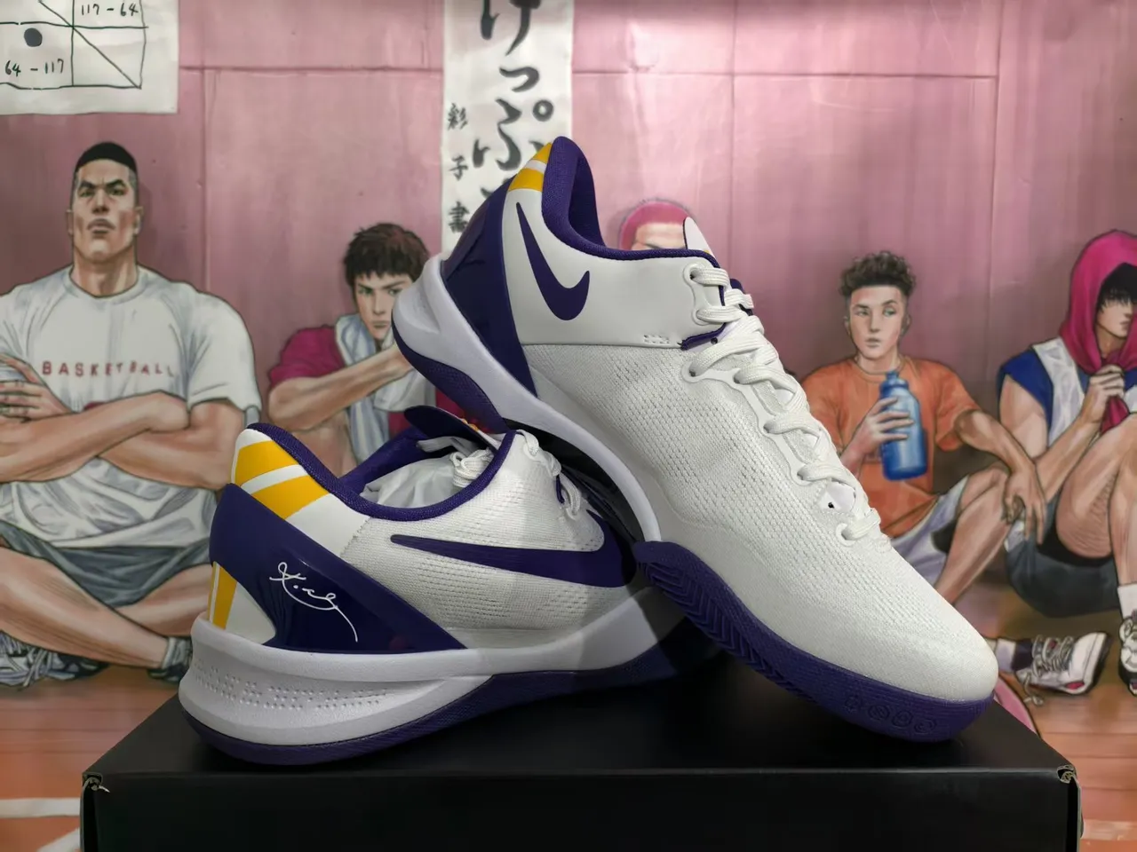Nike Kobe IV Protro সাদা বেগুনি হলুদ বাস্কেটবল জুতা 5