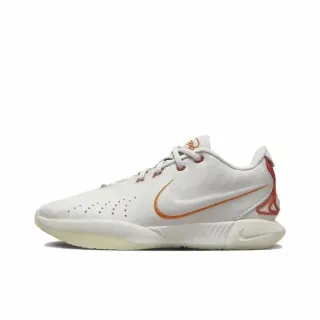 Nike LeBron 21 أبيض برتقالي low-top perforated toebox أحذية رياضية lifestyle