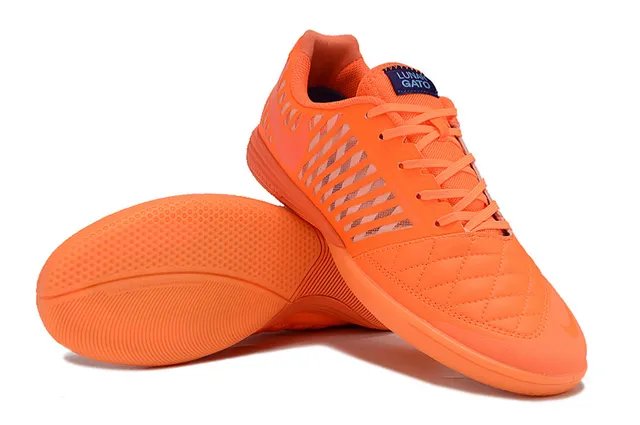 Nike Lunar Gato नारंगी काला सिलवाया हुआ उंगलियों का ढक्कन तिरछा सिंथेटिक पिंजरा ओवरले अंदरूनी फुटबॉल जूते 2