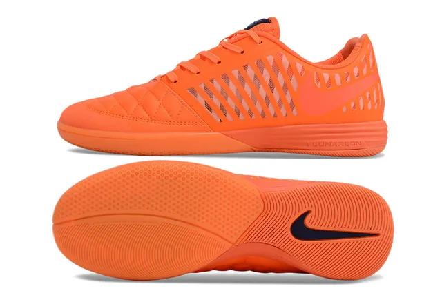 Nike Lunar Gato नारंगी काला सिलवाया हुआ उंगलियों का ढक्कन तिरछा सिंथेटिक पिंजरा ओवरले अंदरूनी फुटबॉल जूते 5