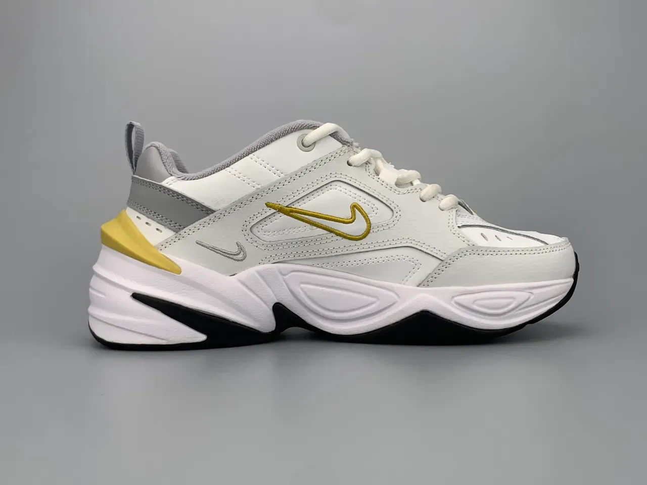 Nike M2K Tekno White Gray Gold Chunky Sneakers 10