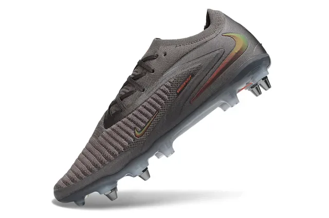 Nike Mercurial رمادي أحمر Knit Upper سولة شفافة Firm-Ground أحذية كرة القدم 3