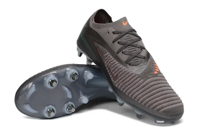 Nike Mercurial رمادي أحمر Knit Upper سولة شفافة Firm-Ground أحذية كرة القدم 4