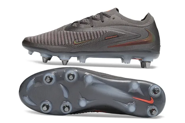 Nike Mercurial رمادي أحمر Knit Upper سولة شفافة Firm-Ground أحذية كرة القدم 6