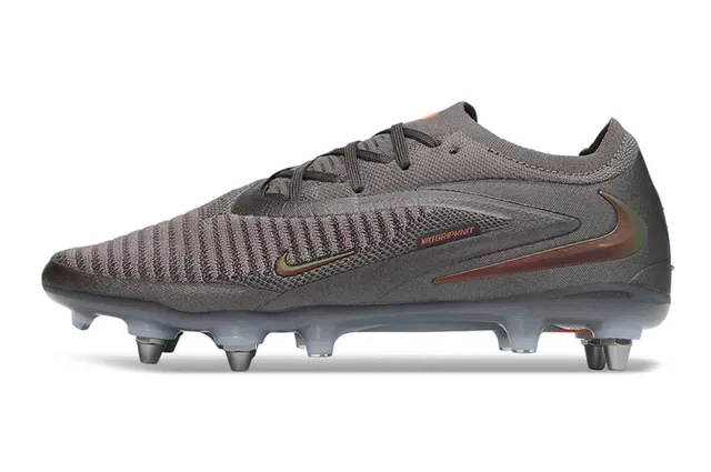 Nike Mercurial رمادي أحمر Knit Upper سولة شفافة Firm-Ground أحذية كرة القدم 7