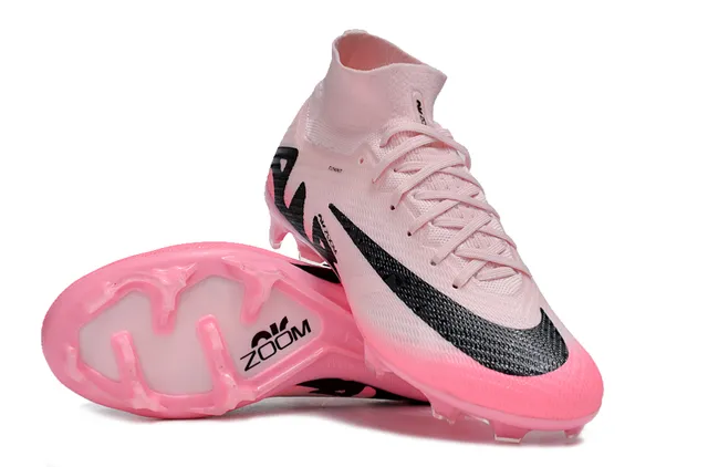 Nike Mercurial Superfly Zapatos de fútbol rosa y negro para terreno firme 2