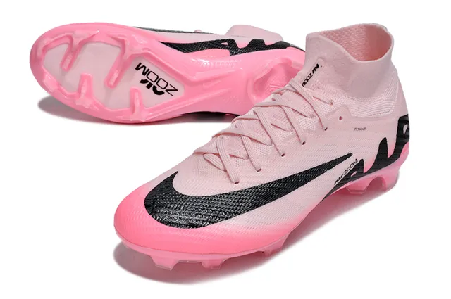 Nike Mercurial Superfly Zapatos de fútbol rosa y negro para terreno firme 3