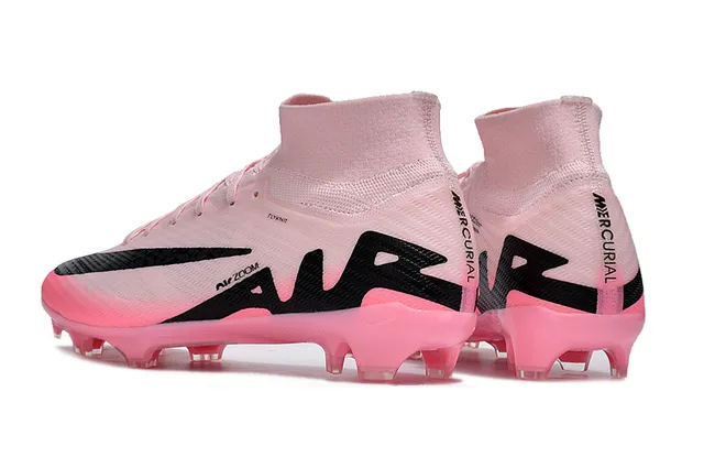 Nike Mercurial Superfly Zapatos de fútbol rosa y negro para terreno firme 4