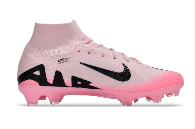 Nike Mercurial Superfly Zapatos de fútbol rosa y negro para terreno firme 5
