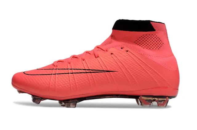 Nike Mercurial Superfly Rouge Noir Haut-Coupé Bottine en Maille Texturée Poignée Avant-Pied Sol Ferme Chaussures de Football 2