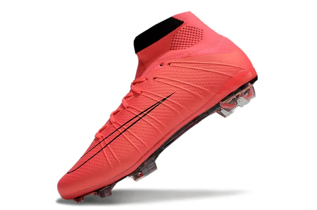 Nike Mercurial Superfly Rouge Noir Haut-Coupé Bottine en Maille Texturée Poignée Avant-Pied Sol Ferme Chaussures de Football 4